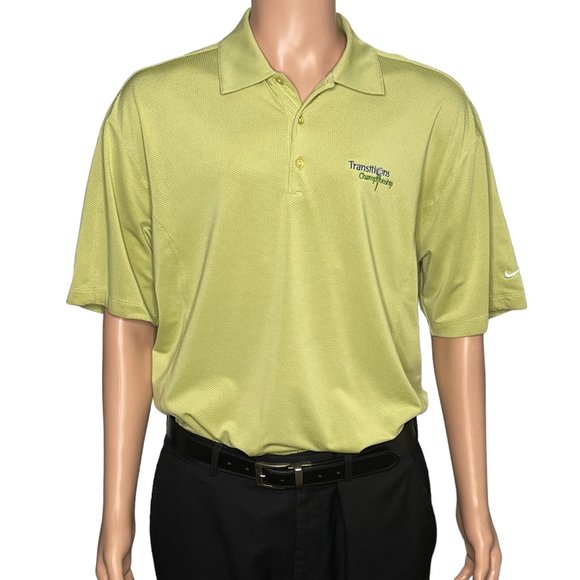 NIKE GOLF Fit Dry Transitions Championship‎ Mens Polo Short Sleeve Green Shirt L - Picture 1 of 12